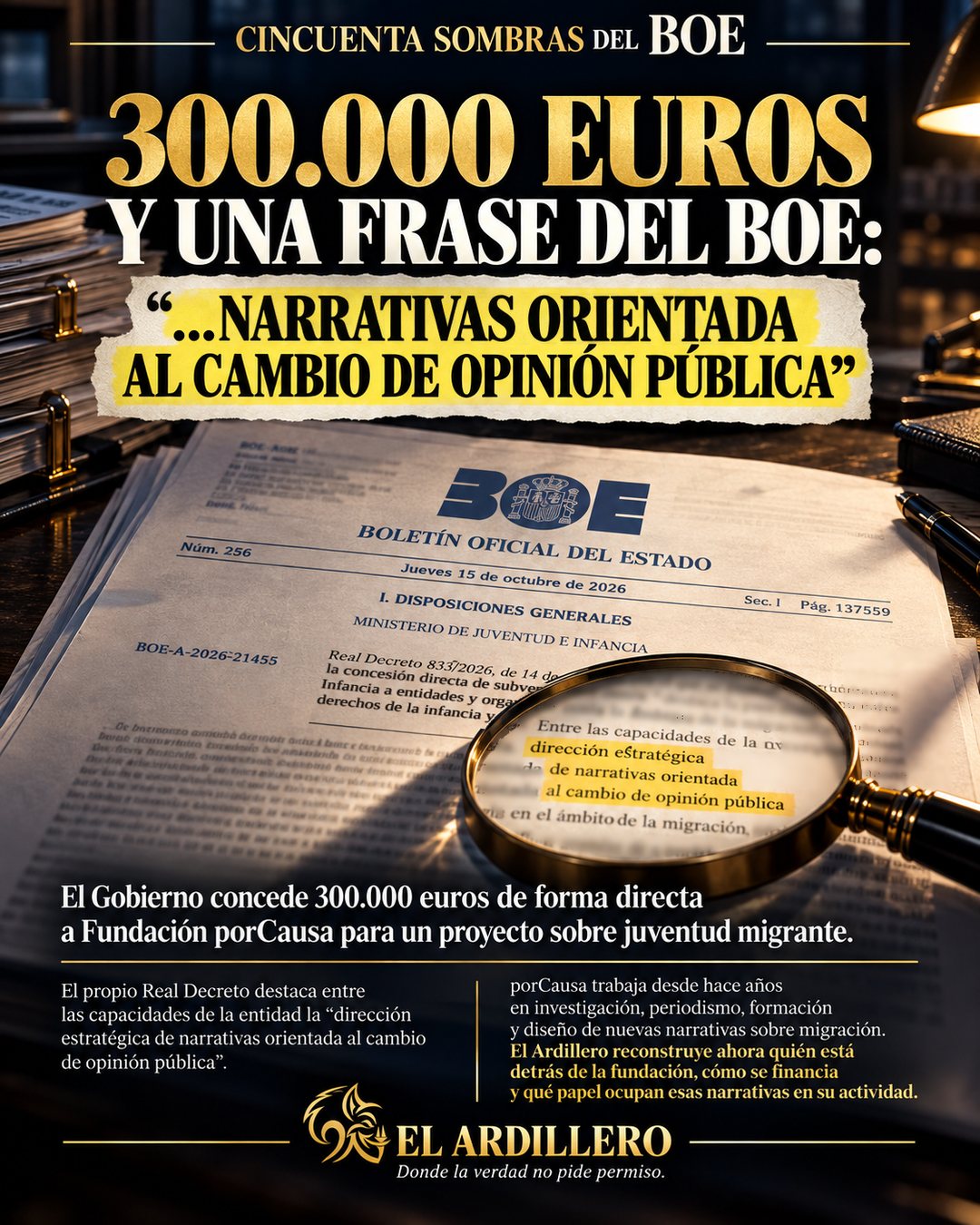 Portada de Cincuenta Sombras del BOE sobre Fundación porCausa