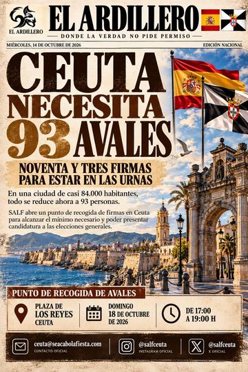 Portada de El Ardillero del miércoles 14 de octubre: Ceuta. Objetivo: 93 avales.