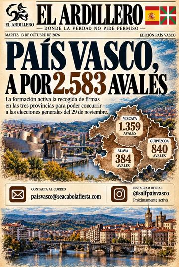 Portada de El Ardillero del martes 13 de octubre: País Vasco. Objetivo: 2.583 avales en tres provincias.